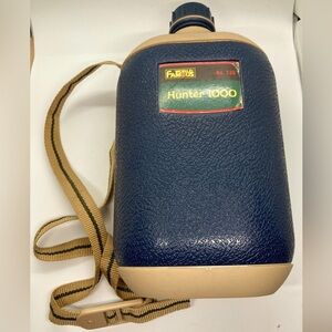 Vtg Lion Star Hunter 1000 Blue Beige Canteen Thermos Water Flask Camping Hunting